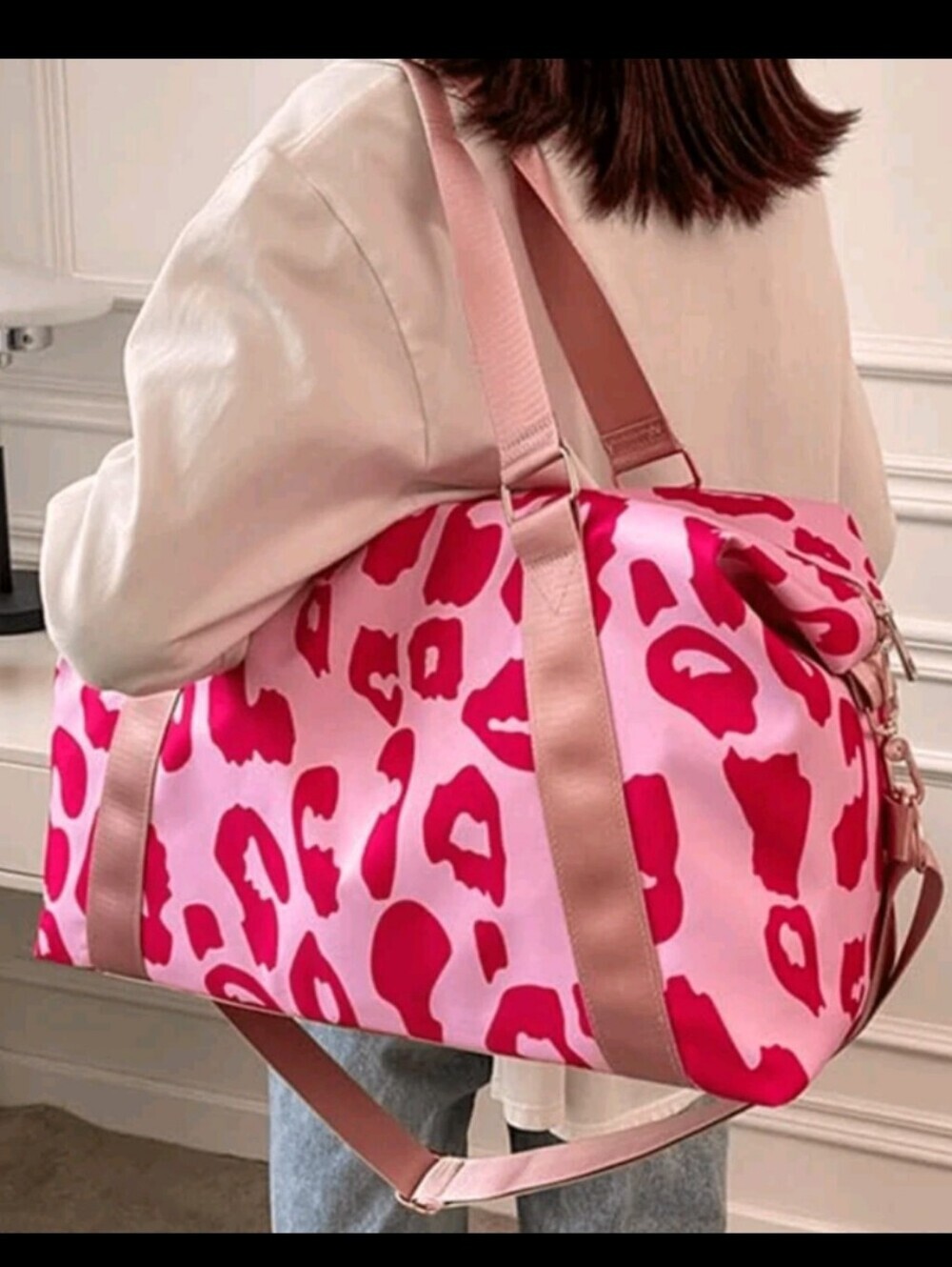 Pink Leopard Print Weekender Tote Bag - Stylish Travel Carryall